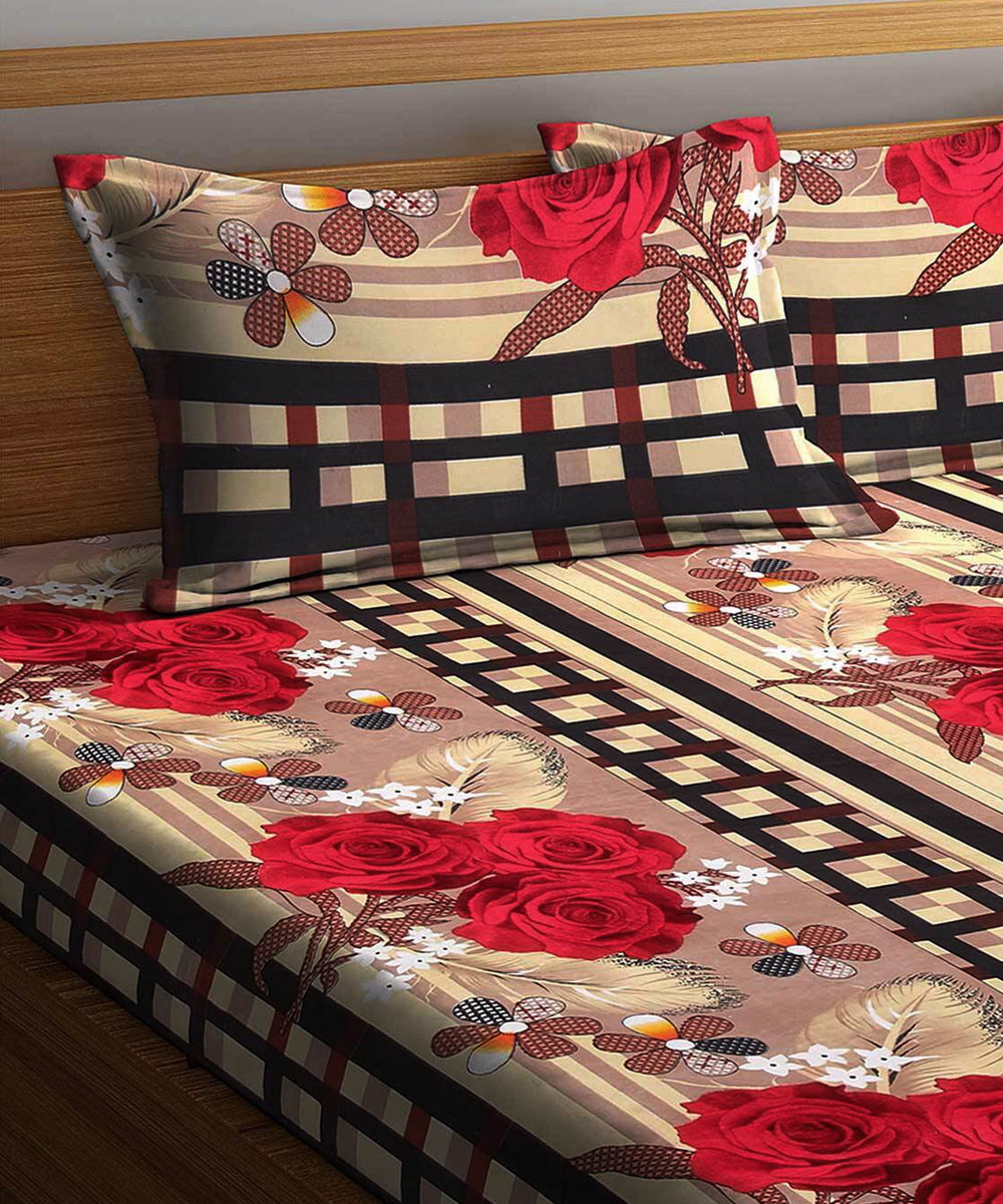 Roses Double Bedsheet with 2 Pillow Covers