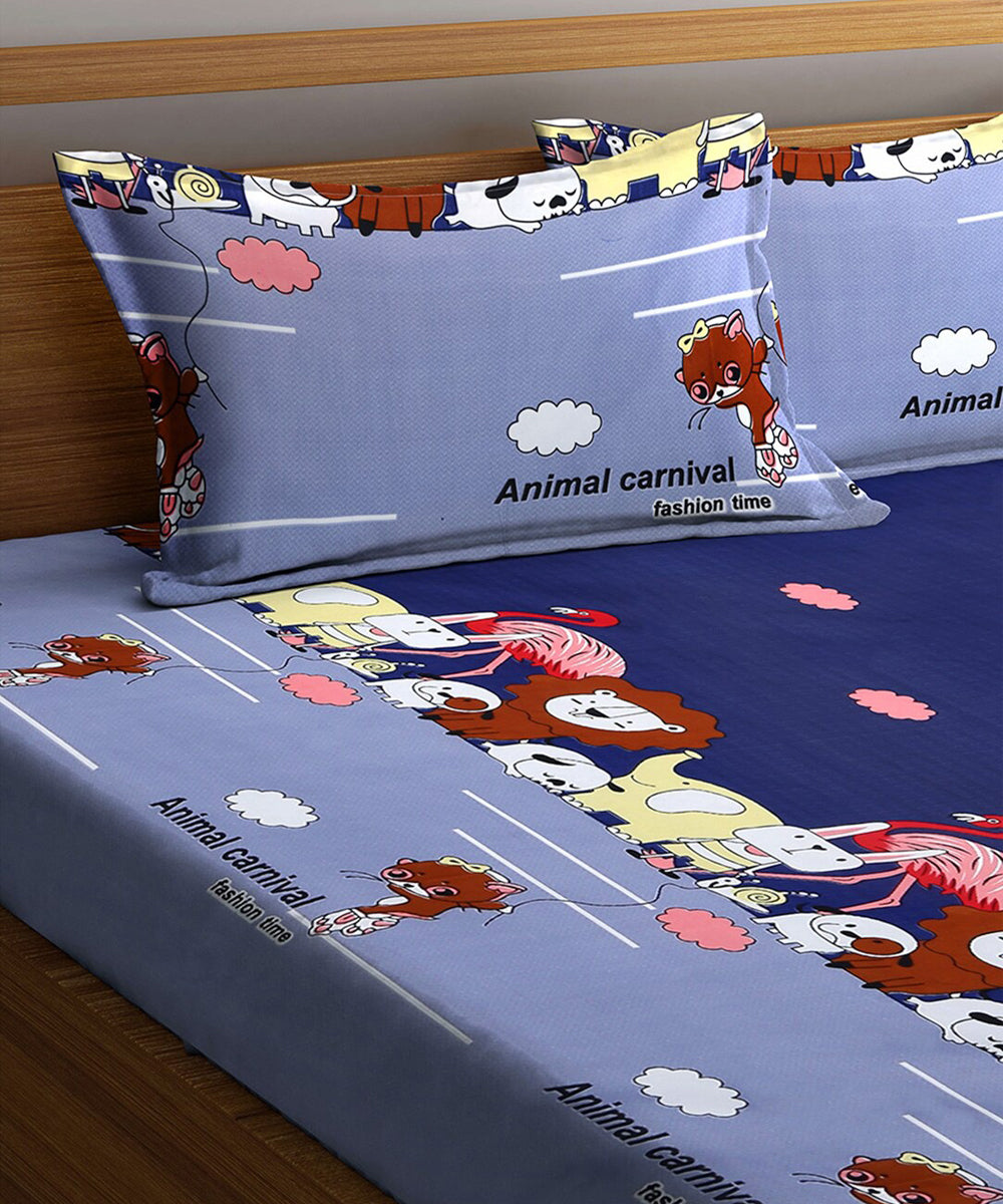 Kids King Size Bedsheet With 2 Pillow Covers