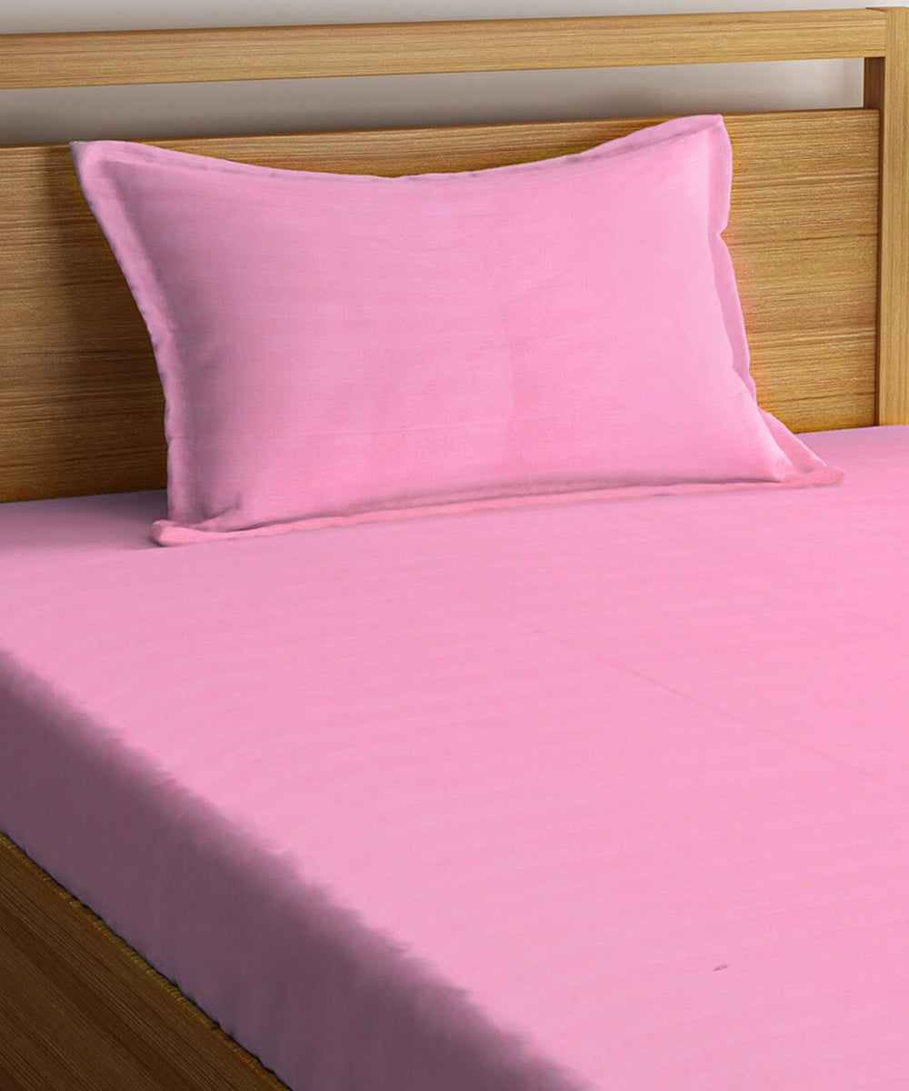 Light Pink Single Fitted Bedsheet With 1 Pillow Cover