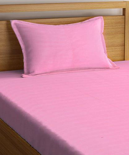 Light Pink Single Fitted Bedsheet With 1 Pillow Cover