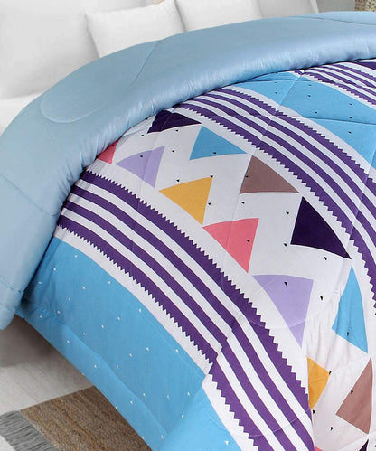 Blue Geometric 350GSM Single Bed Comforter