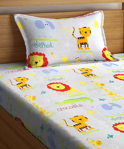 Jungle Safari Kids Single Bedsheet with 1 Pillow Cover