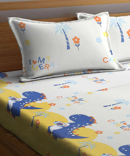 Cute Kids Super King Fitted Bedsheet With 2 Pillow Covers