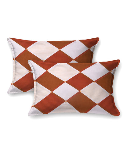 Brown Checks King Size Bedsheet with 2 Pillow Covers