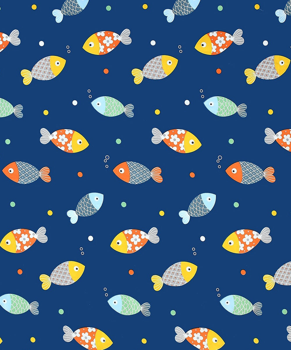 Blue Fish Kids King Size Bedsheet With 2 Pillow Covers