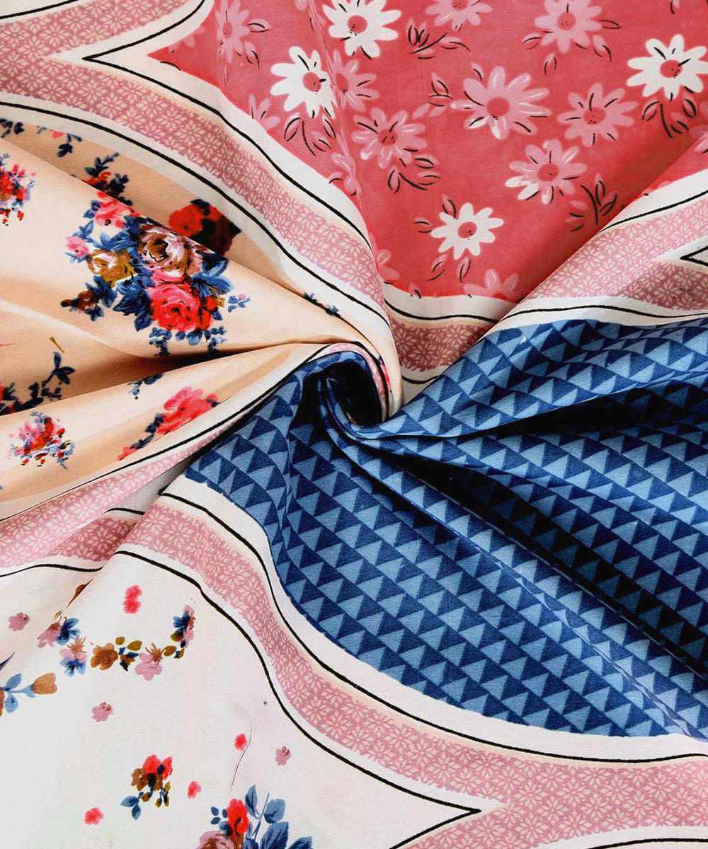 Multi Color Floral Single Fitted Bedsheet With 1 Pillow Cover