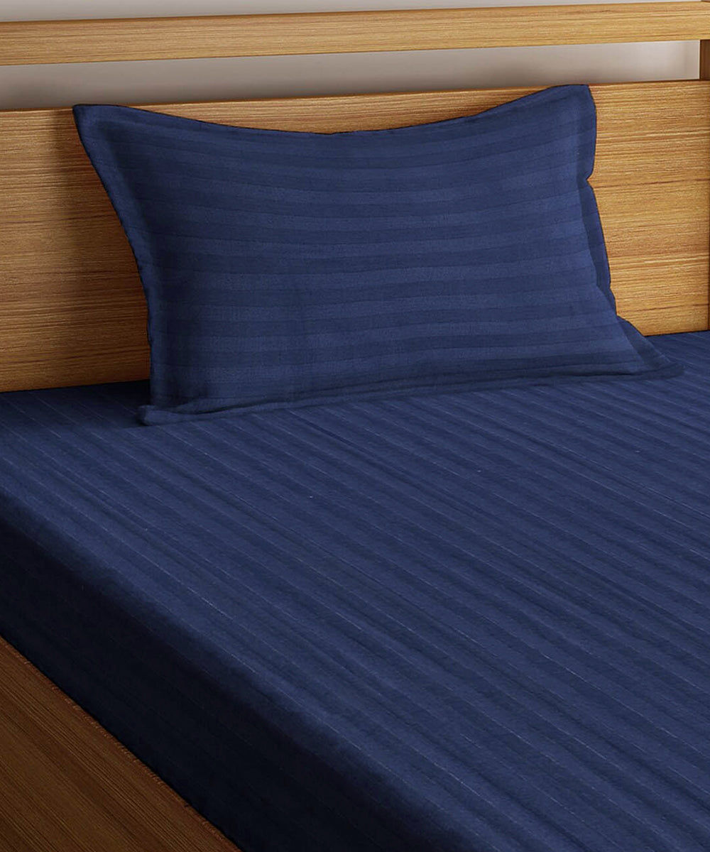 Blue Single Fitted Bedsheet With 1 Pillow Cover
