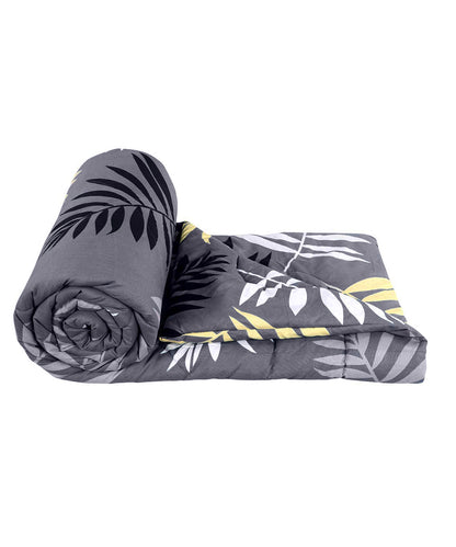 Grey Floral 350GSM Single Bed Comforter