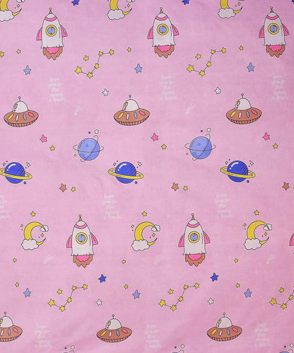 Pink Kids Single Fitted Bedsheet With 1 Pillow Cover