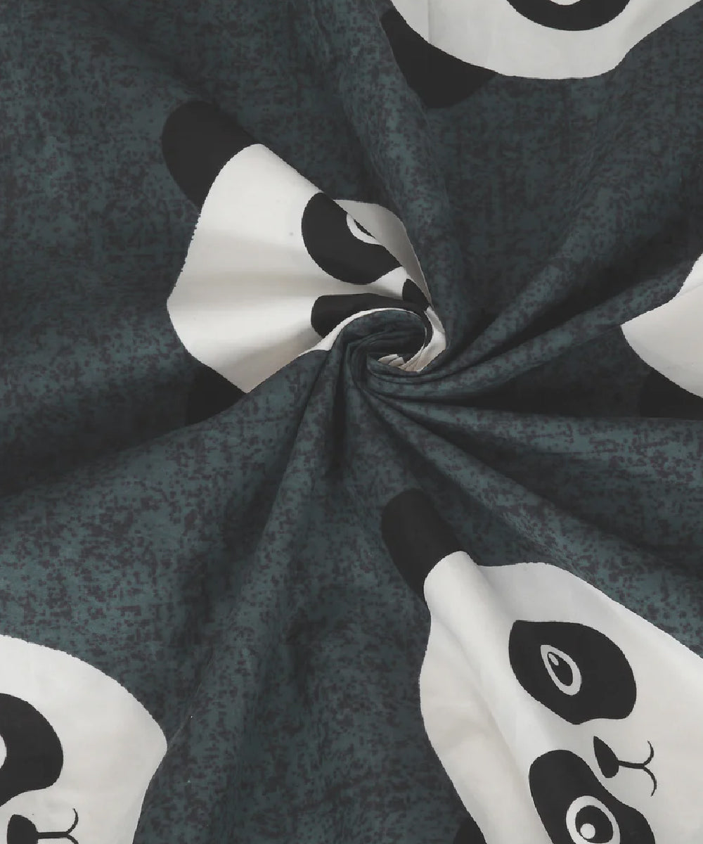 Grey Pandas King Size Bedsheet With 2 Pillow Cover