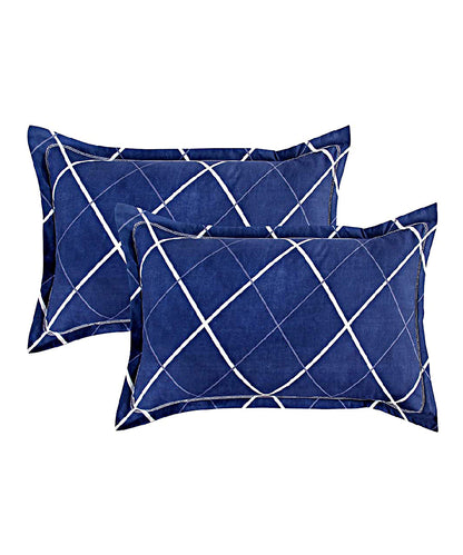 Blue Checks Single Fitted Bedsheet With 1 Pillow Cover