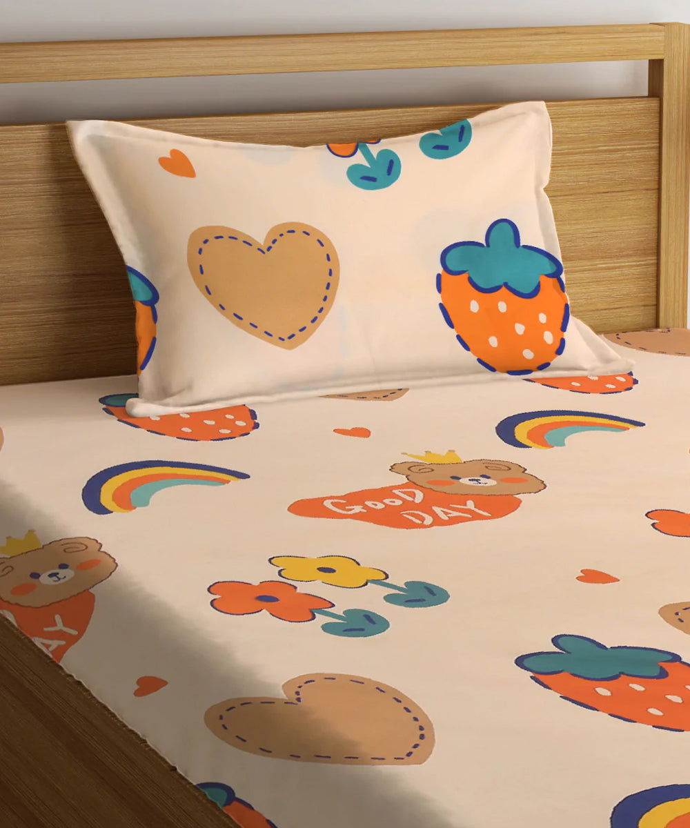 Sweet Dreams kingdom Kids Single Bedsheet With 1 Pillow Cover