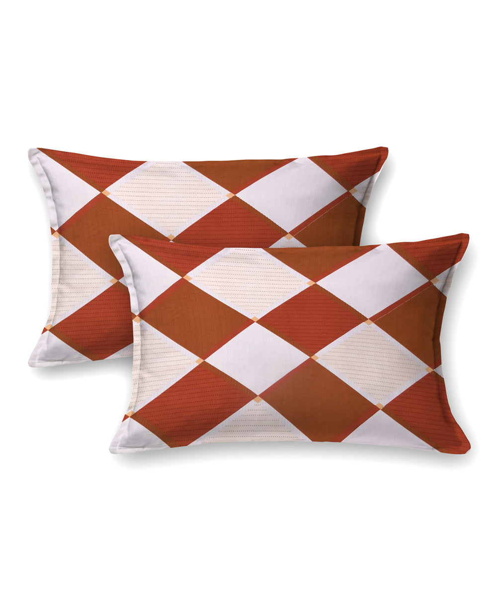 Brown Check Single Fitted Bedsheet With 1 Pillow Cover
