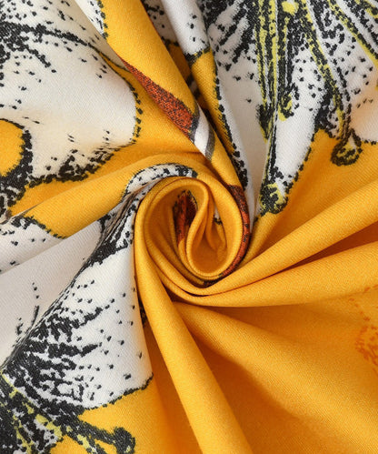 Mustard Floral Single Fitted Bedsheet With 1 Pillow Cover