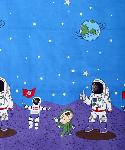 Space Kids Single Bedsheet with 1 Pillow Cover