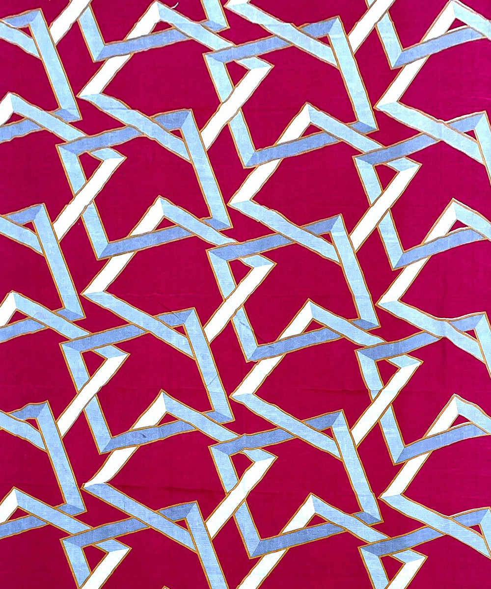 Fuchsia geometric Single Bedsheet With 1 Pillow Cover