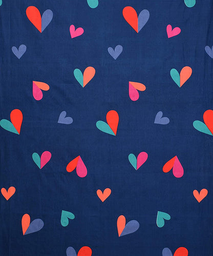 Blue Hearts Single Fitted Bedsheet With 1 Pillow Cover