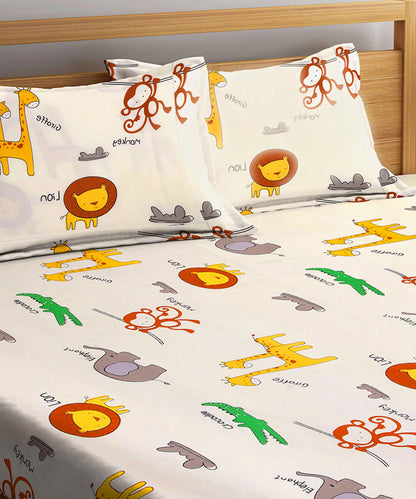 Cute Kids King Size Bedsheet With 2 Pillow Covers