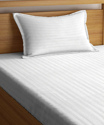 White Single Fitted Bedsheet With 1 Pillow Cover