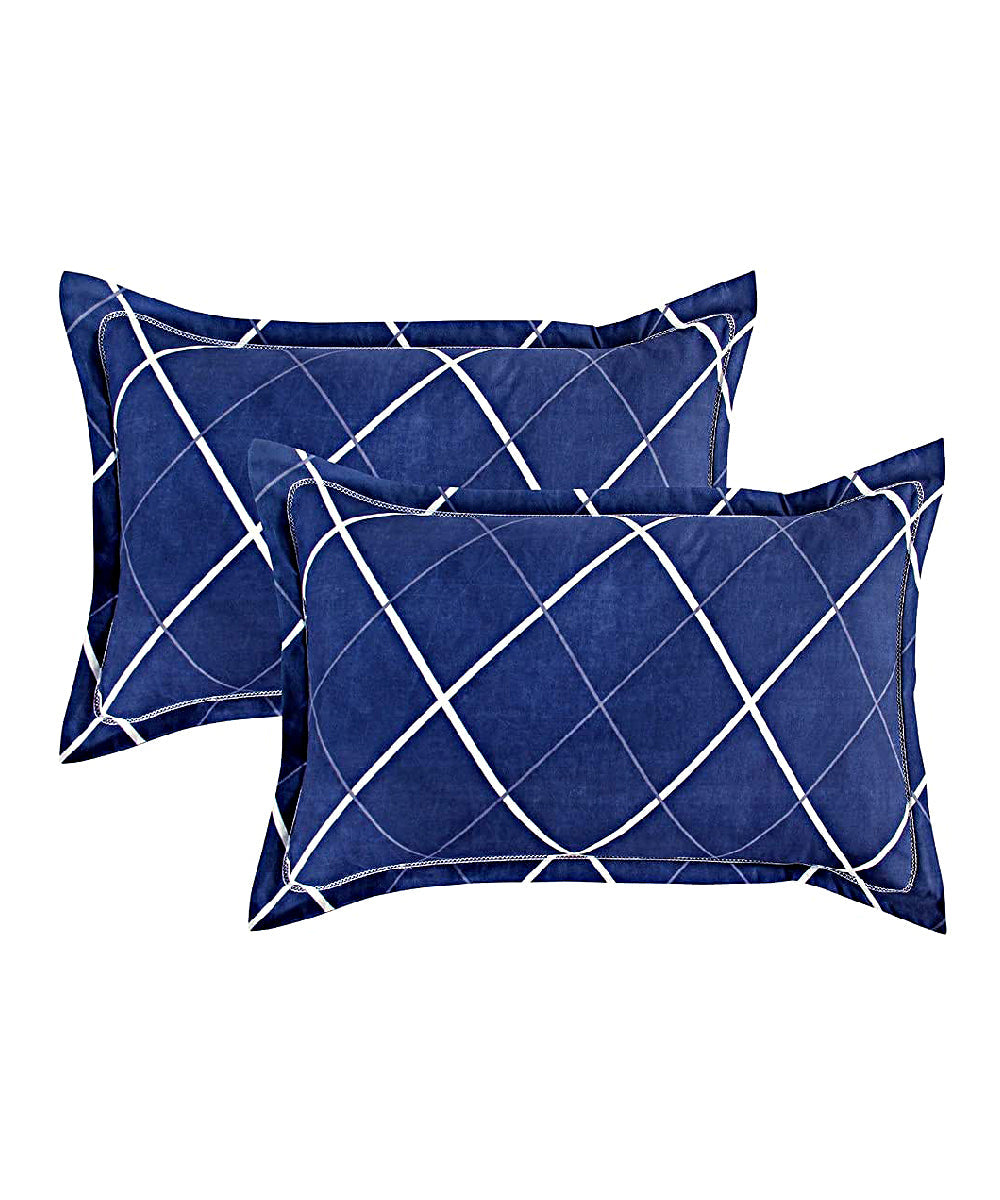 Navy blue Rhombus Single Bedsheet With 1 Pillow Cover
