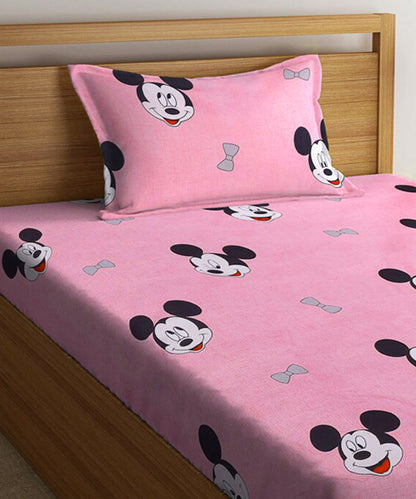 Kids Cute Single Fitted Bedsheet With 1 Pillow Cover