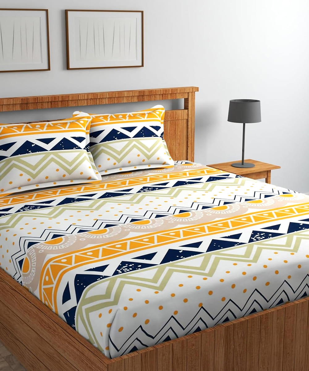 ZigZag Serenity King Fitted Bedsheet With 2 Pillow Covers