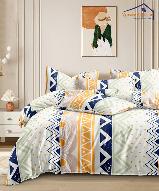 ZigZag SerenitySuper King Fitted Bedsheet With 2 Pillow Covers