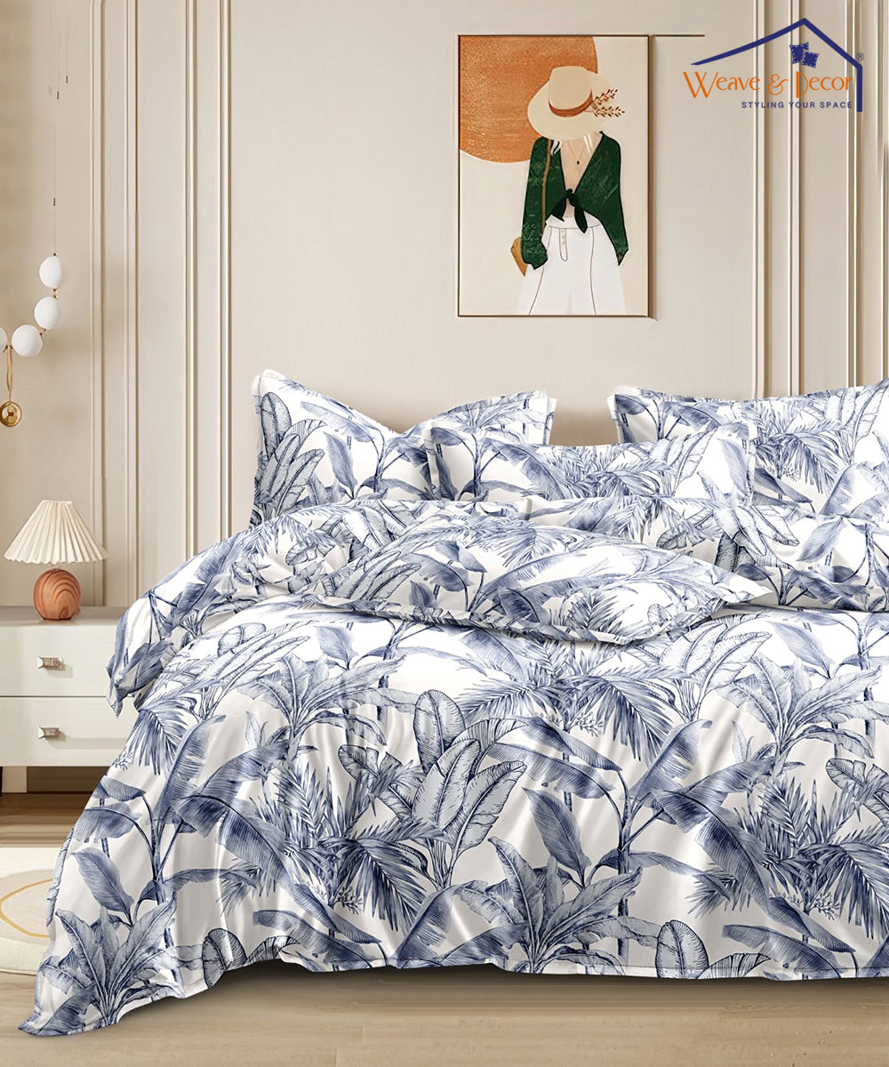Jungle Mist Flat Double Bedsheet With 2 Pillow Covers