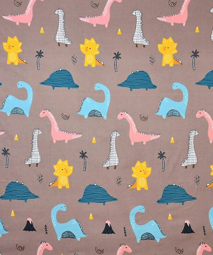 Cute Dinosaur King Size Bedsheet With 2 Pillow Cover