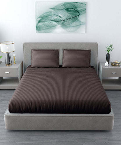 Brown Super King Fitted Bedsheet With 2 Pillow Covers