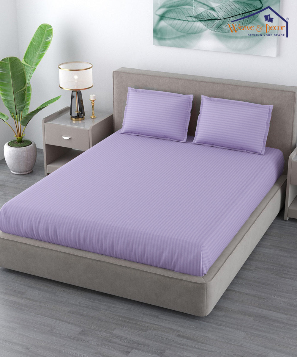 Lavender King fitted Bedsheet With 2 Pillow Covers