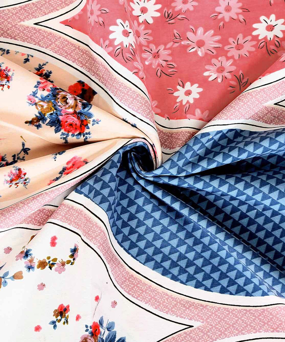 Multi Color Floral Single Bedsheet With 1 Pillow Cover