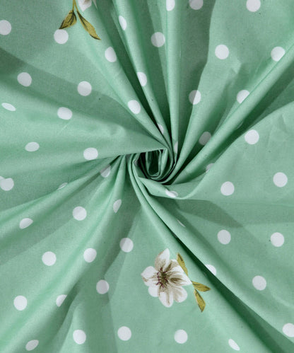 Green & White Single Fitted Bedsheet With 1 Pillow Cover