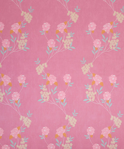Pink Floral Single Fitted Bedsheet With 1 Pillow Cover