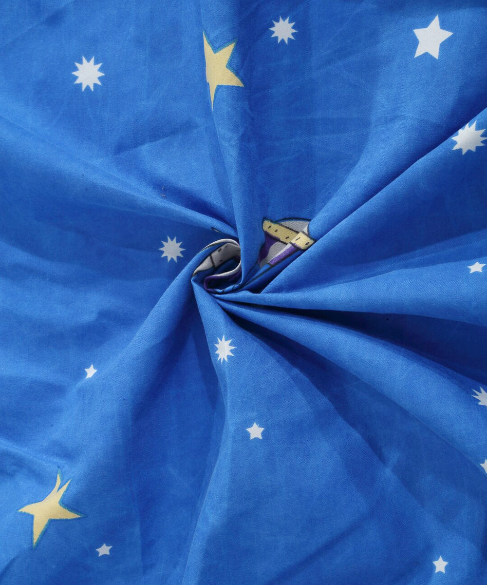Space Printed Kids Single Fitted Bedsheet With 1 Pillow Cover