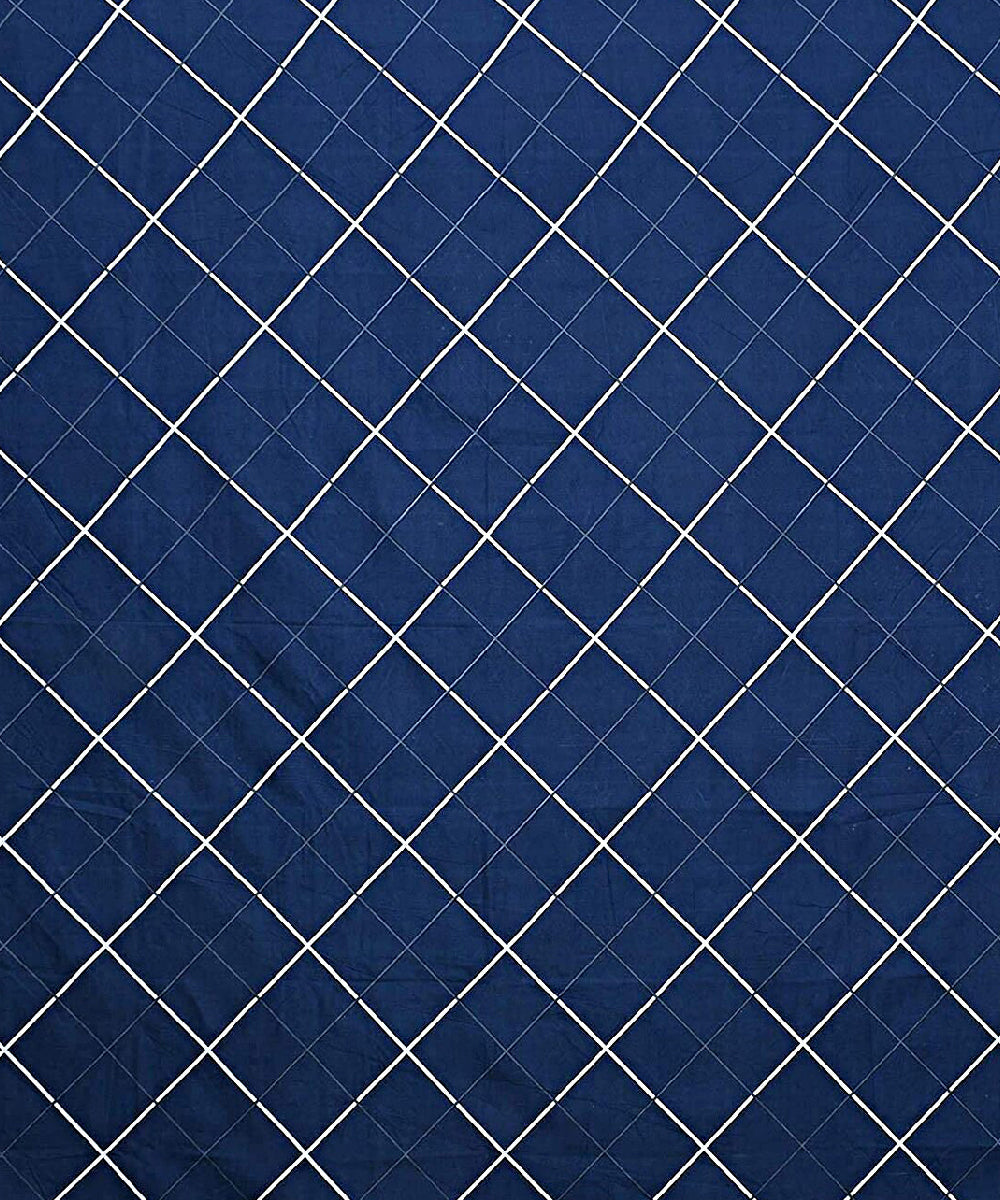 Blue Checks Queen Fitted Bedsheet With 2 Pillow Covers