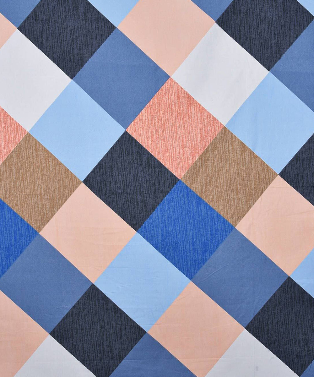 Multi Color Checks King Size Bedsheet With 2 Pillow Cover