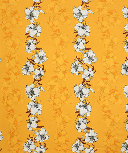Mustard Floral Single Fitted Bedsheet With 1 Pillow Cover