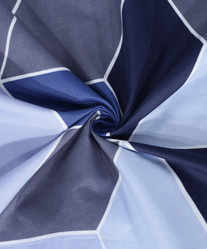 Blue Geometric Single Fitted Bedsheet With 1 Pillow Cover