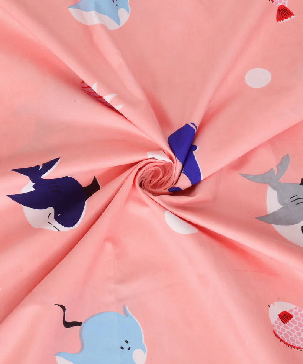 Pink Dolphin Kids King Fitted Bedsheet With 2 Pillow Covers