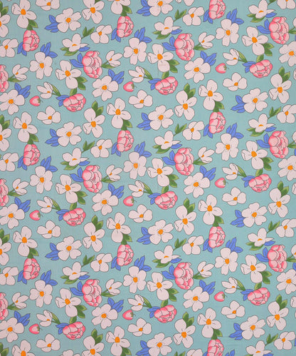 Green Floral Single Fitted Bedsheet With 1 Pillow Cover