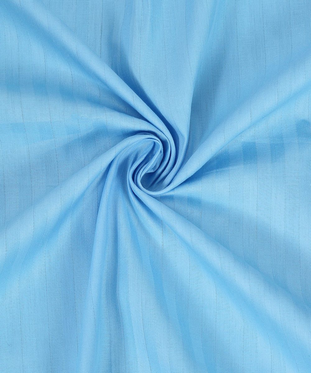 Sky Satin Stripe Single Bedsheet With 1 Pillow Cover