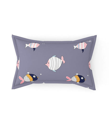 Underwater Dreams Fish Kids Single Bedsheet With 1 Pillow Cover