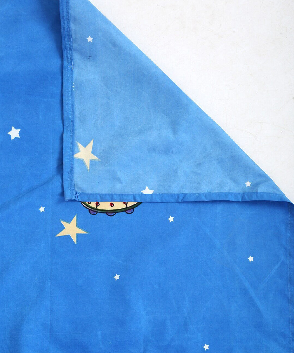 Space Printed Kids King Fitted Bedsheet With 2 Pillow Covers