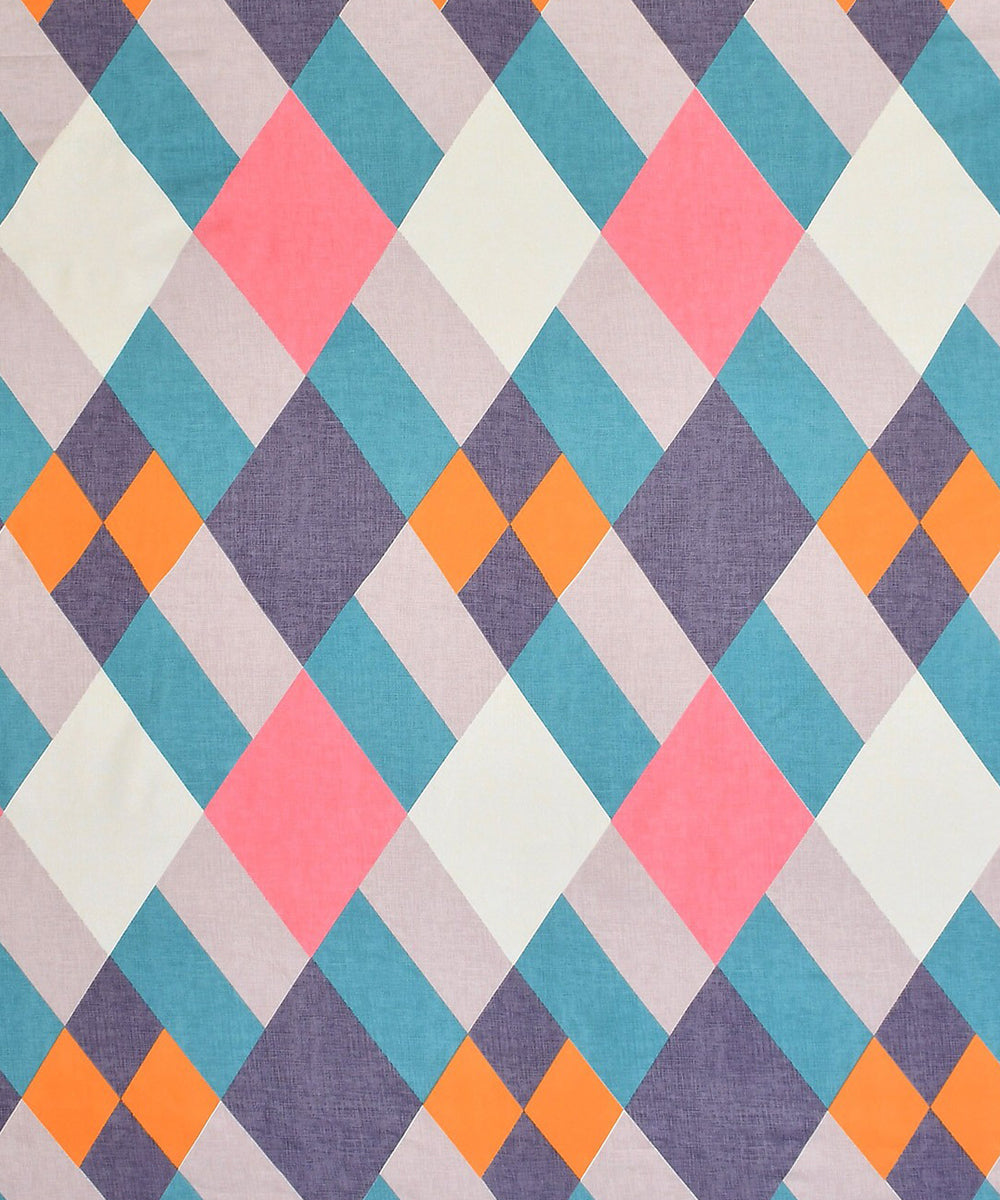 Multicoloured Squares Single Fitted Bedsheet With 1 Pillow Cover