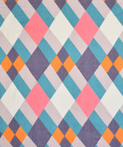 Multicoloured Squares Single Fitted Bedsheet With 1 Pillow Cover