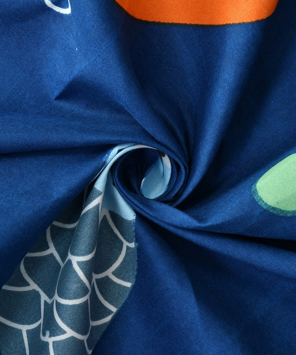 Blue Fish Kids Queen Fitted Bedsheet With 2 Pillow Covers