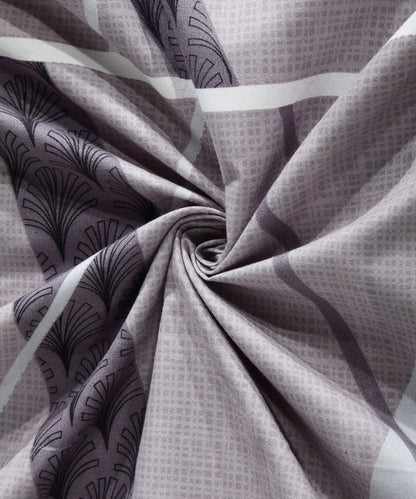 Grey and White Single Fitted Bedsheet With 1 Pillow Cover