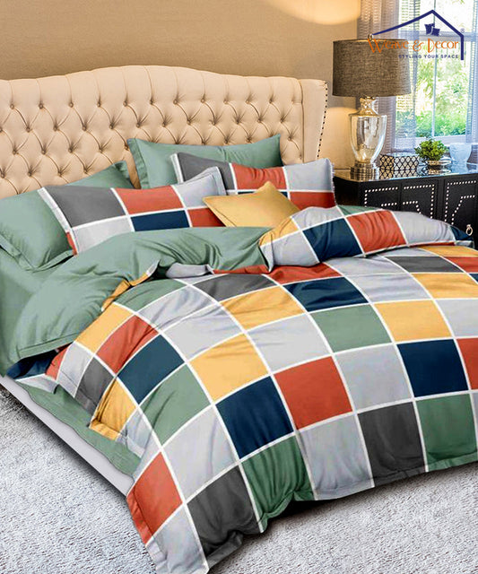 Blue checks Comforter Set with Bedsheet