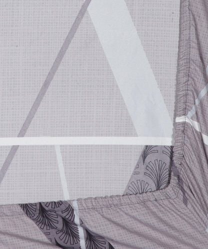 Grey and White Single Fitted Bedsheet With 1 Pillow Cover